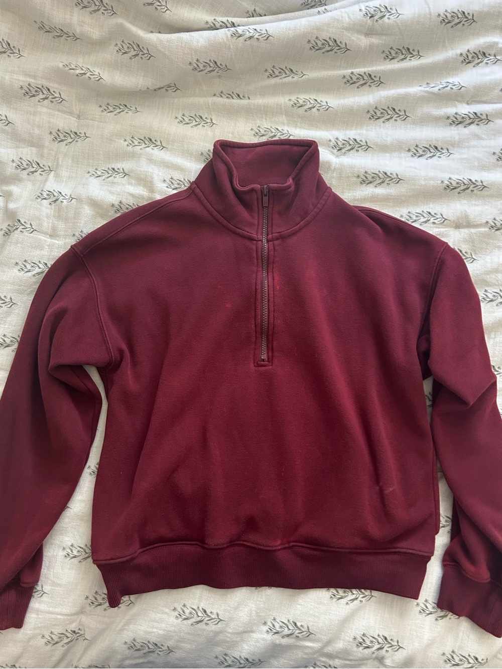 Fabletics Women’s Quarter-Zip Activewear Sweater - Burgundy